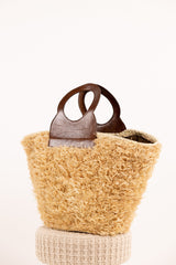 ROMY Gold Bag - Natural Raffia & Leather