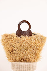 ROMY Gold Bag - Natural Raffia & Leather