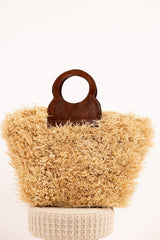 ROMY Gold Bag - Natural Raffia & Leather