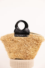 ROMY Gold Bag - Natural Raffia & Leather