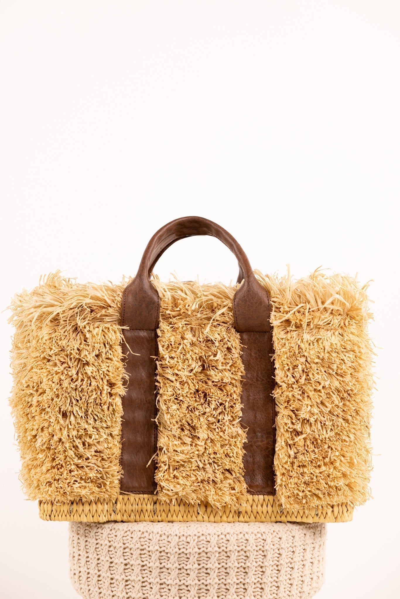 ZOEY bag - Natural raffia and leather - Gold
