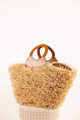 ROMY Gold Bag - Natural Raffia & Leather