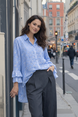 STELLA Embroidered Shirt Light Blue - Cotton Voile