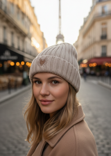 Bonnet LÉO - sable - 100% cachemire