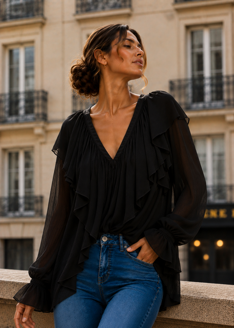 Chemise AMARA Noire – 100% Coton 🆕