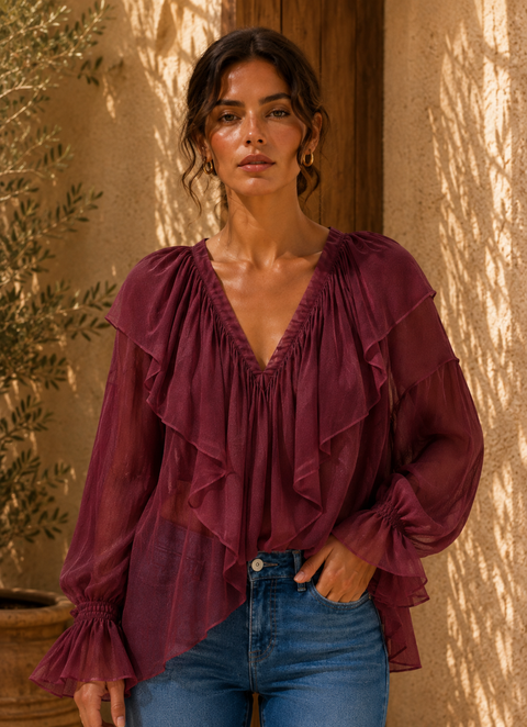 Chemise AMARA Bordeaux – 100% Coton