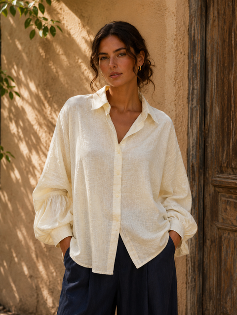 Blouse NATACHA, coloris Vanille - Hortence Paris