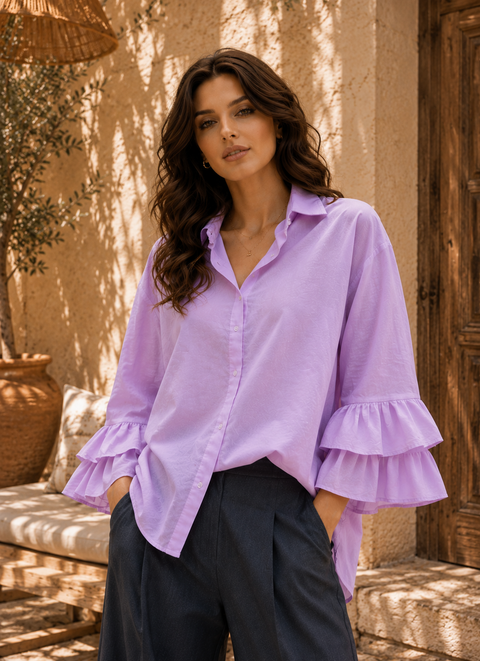 Chemise STELLA parme - Coton - HORTENCE