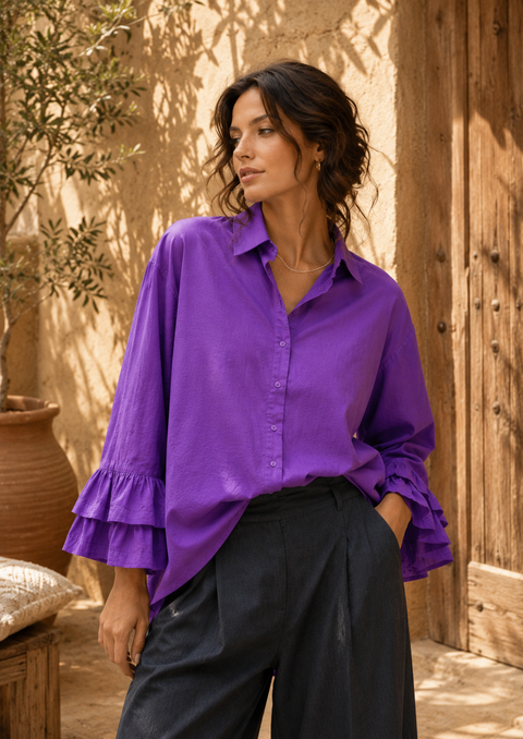 Chemise STELLA purple - Coton - HORTENCE