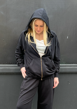 ALBA Loungewear Zip-Up Sweatshirt, Black - Cotton