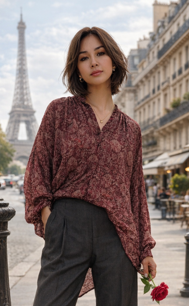 Blouse ANAYA Bordeaux - Coton