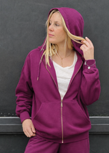 Sweat zippé Loungewear ALBA Prune - Coton