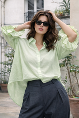 STELLA shirt, Almond green - Cotton voile