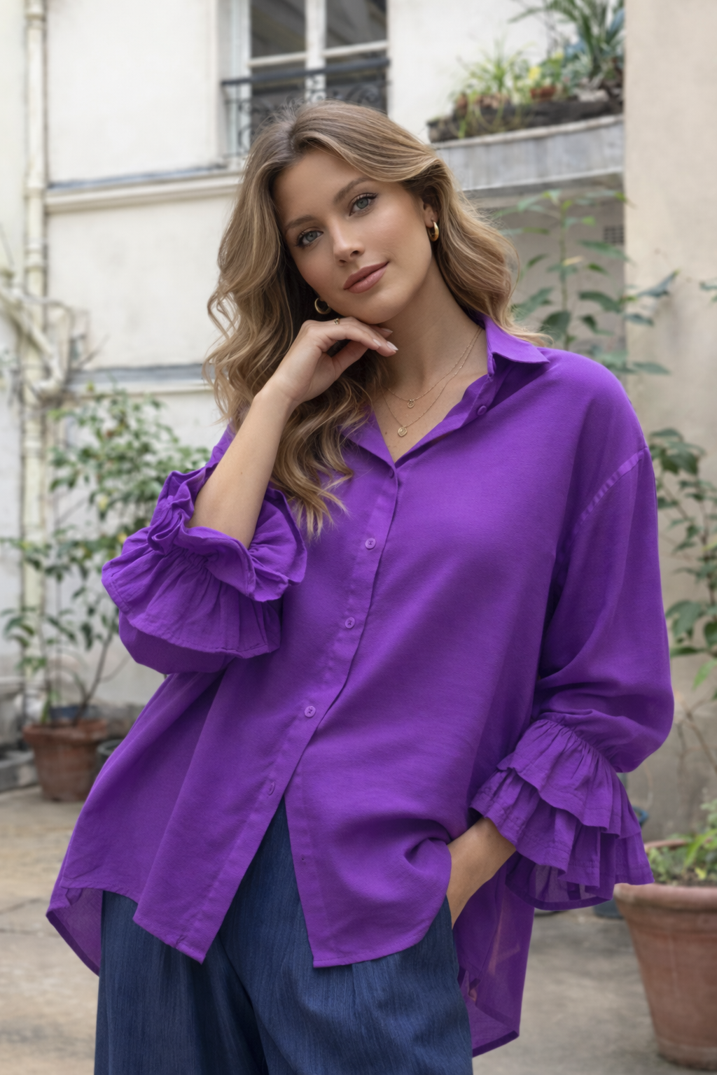 Chemise STELLA Purple - 100% coton
