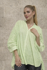 SIMONE Almond Embroidered Shirt Green - 100% Cotton