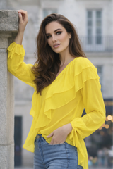 Chemise AMARA Jaune Flash – 100% Coton