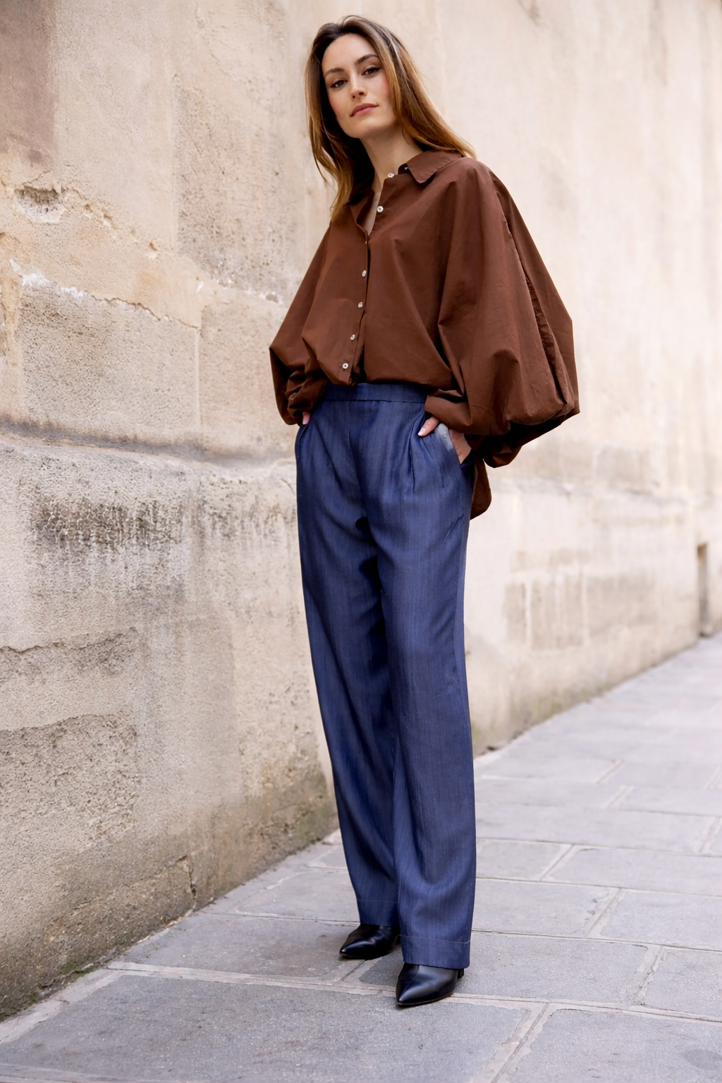 Pantalon ANGE Bleu - Tencel