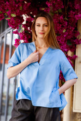 Top NOÉ Bleu ciel - 100% soie