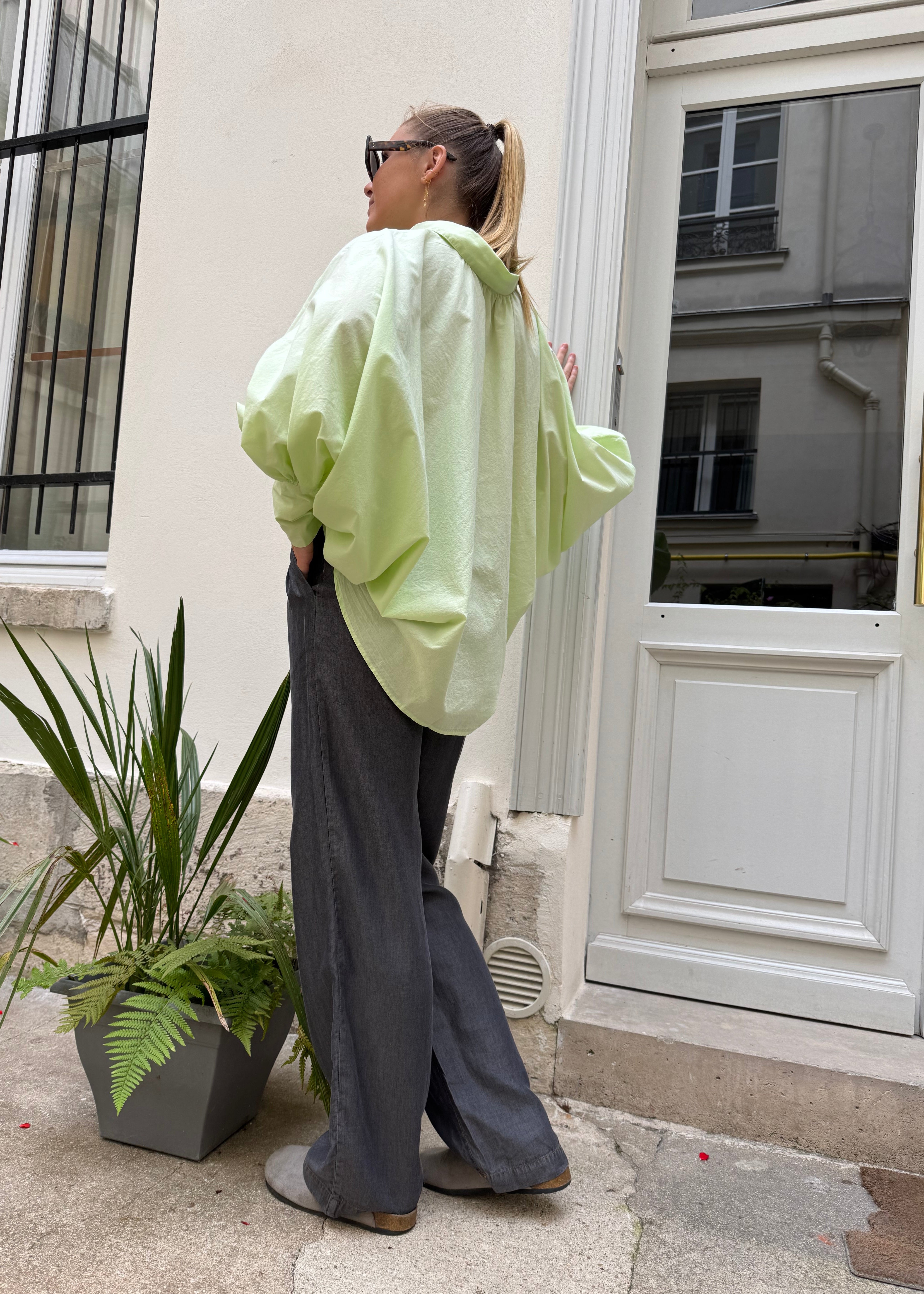 Chemise SATCHI - Vert Amande - 100 % Voile de coton 🆕