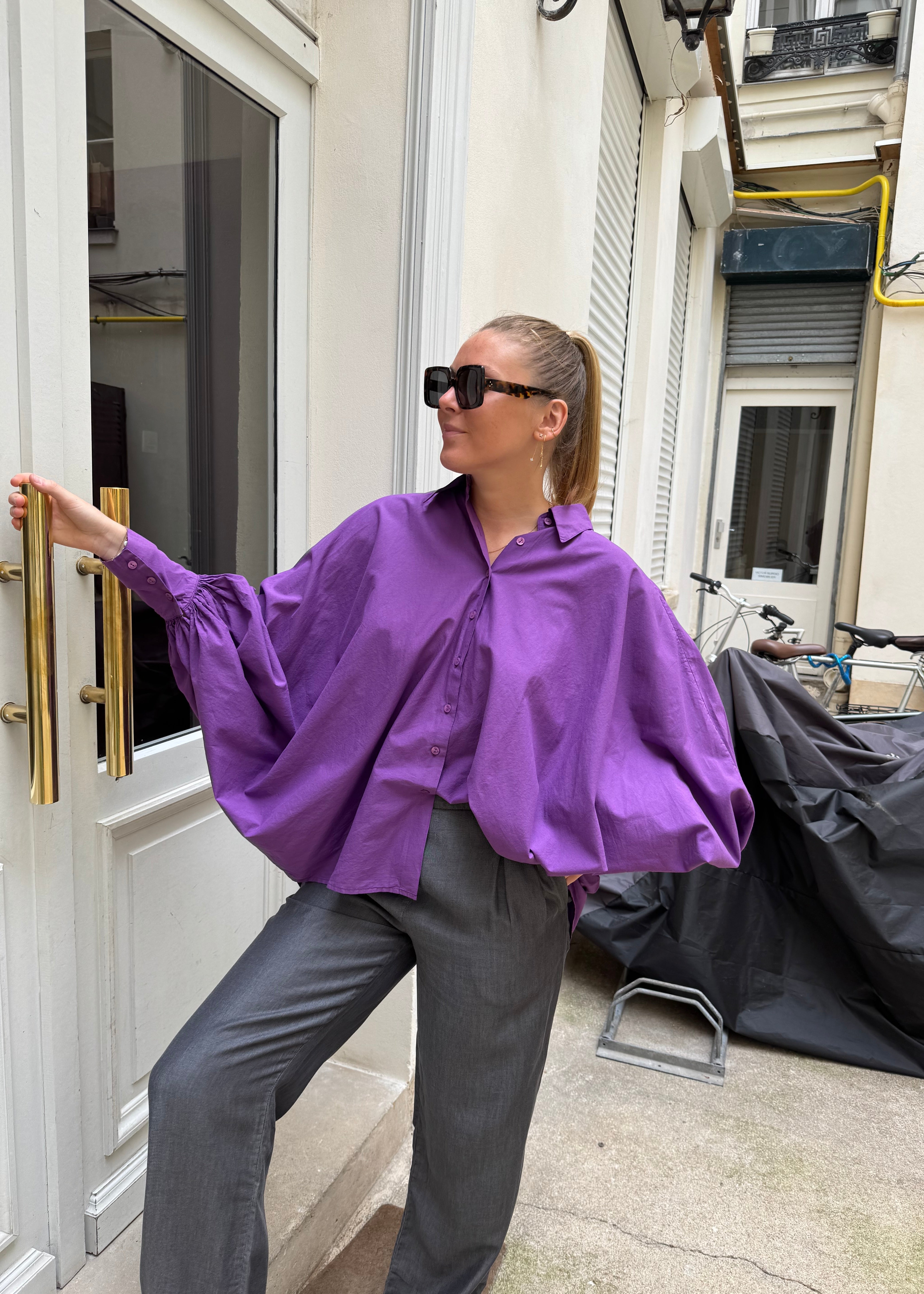 Chemise SATCHI - Purple - 100 % Voile de coton 🆕