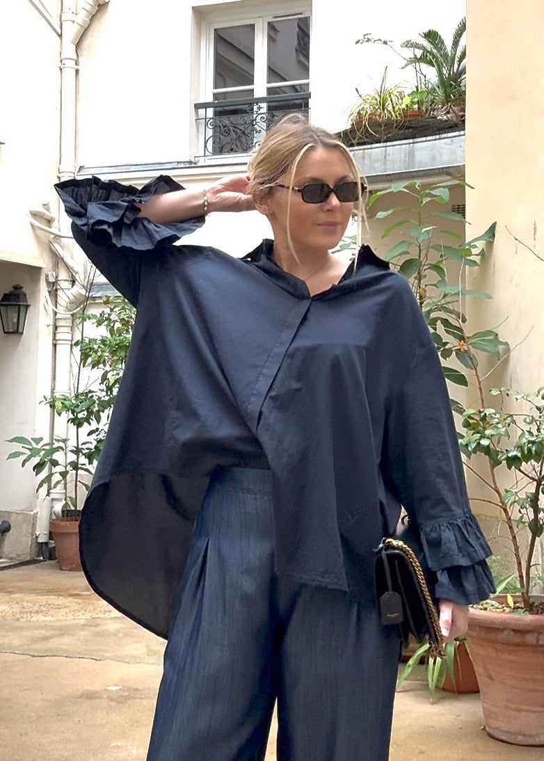 Chemise STELLA - marine - 100 % Voile de coton 🆕