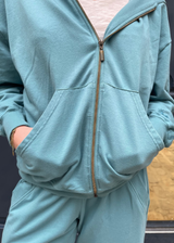 ALBA Loungewear Zip-Up Sweatshirt Green/Blue - Cotton