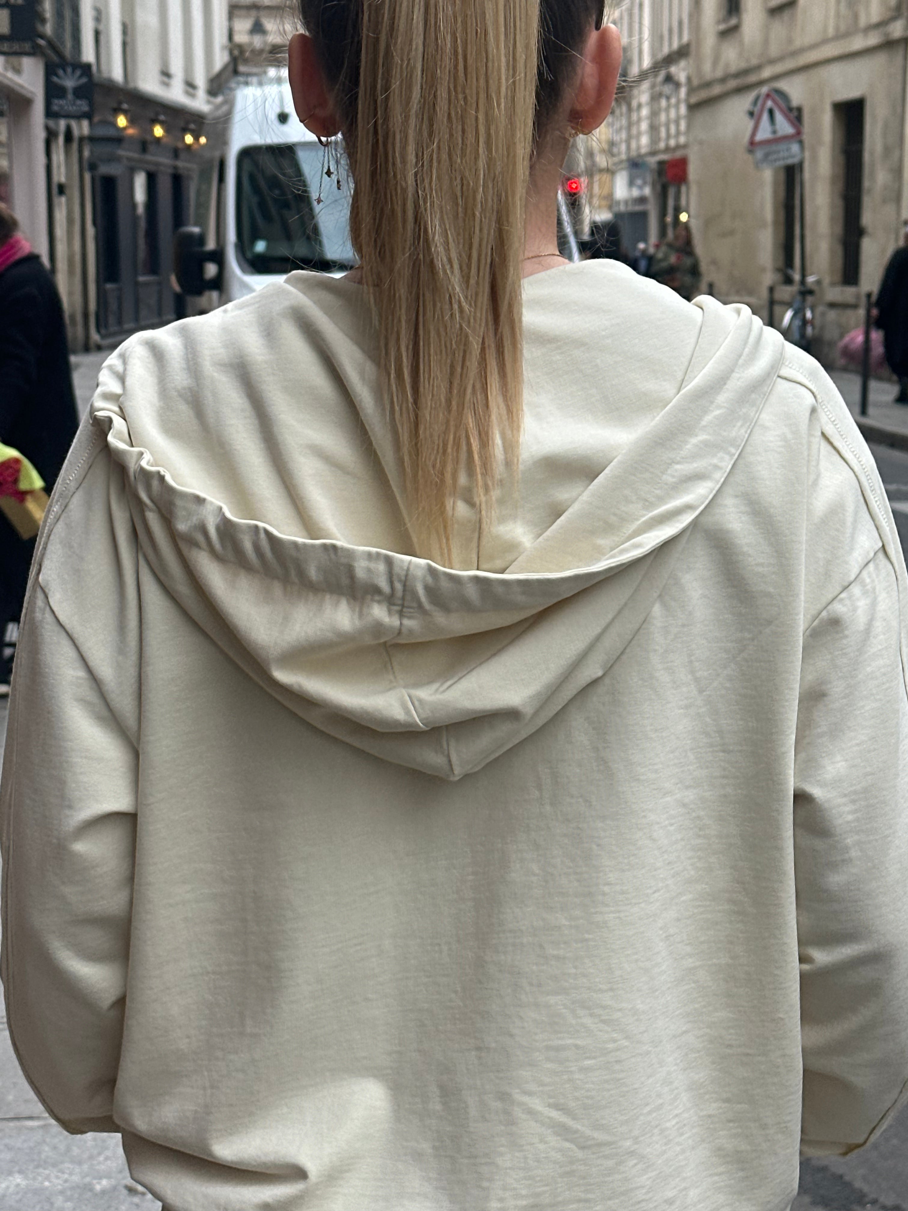 ALBA – Sweat zippé Loungewear Ivoire