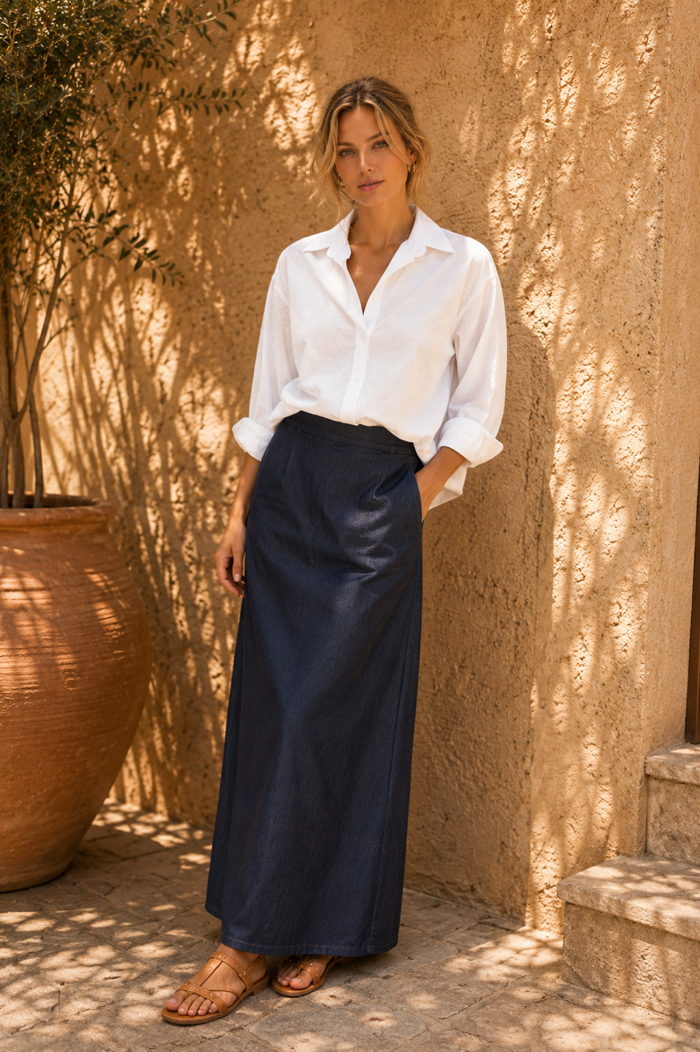MATHEA Skirt Blue - Tencel