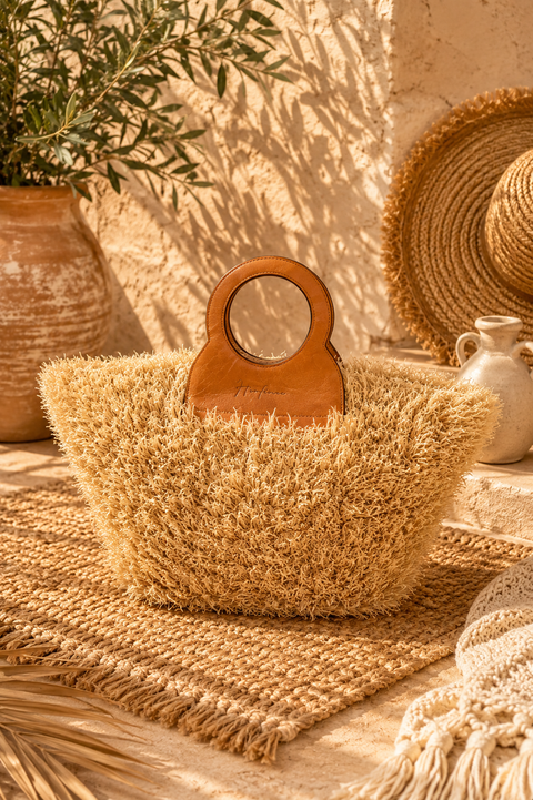 ROMY Bag Cognac - Raffia