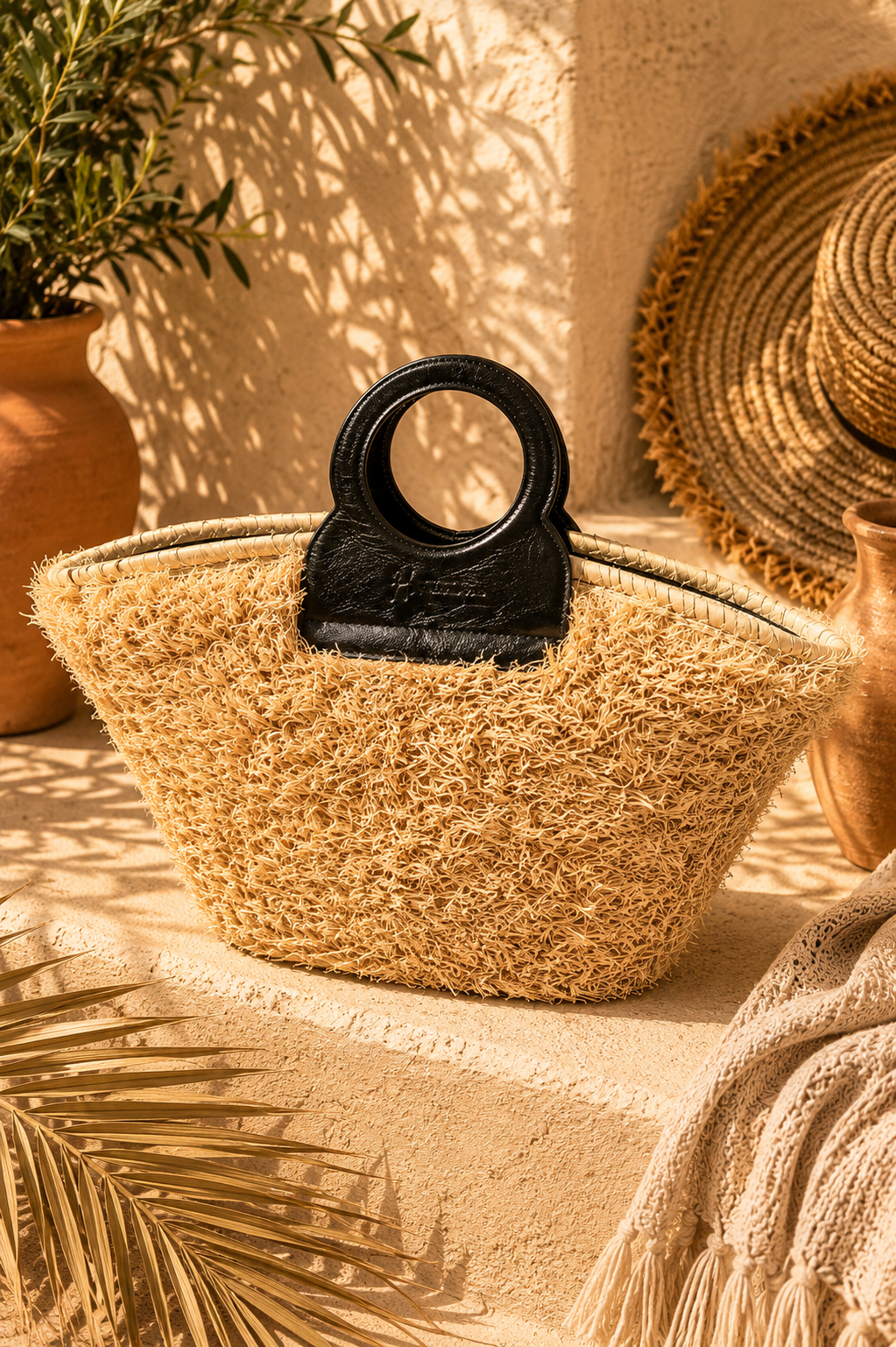 ROMY Gold Bag - Natural Raffia & Leather