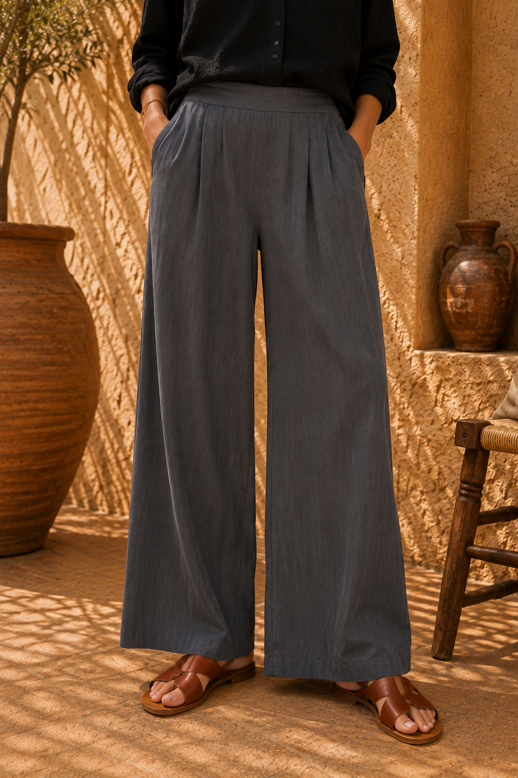 Pantalon ANGE Gris - Tencel