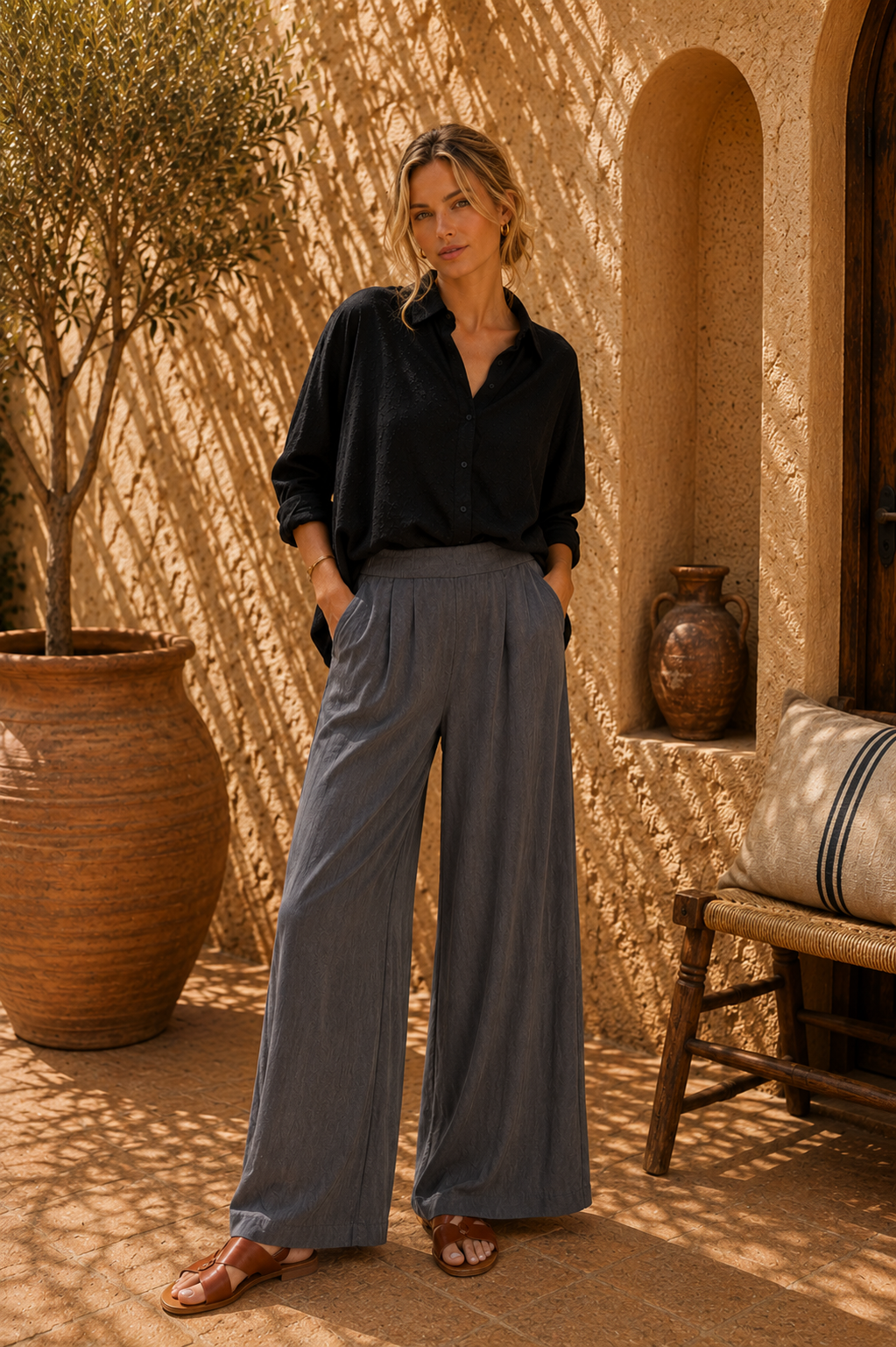Pantalon ANGE Gris - Tencel