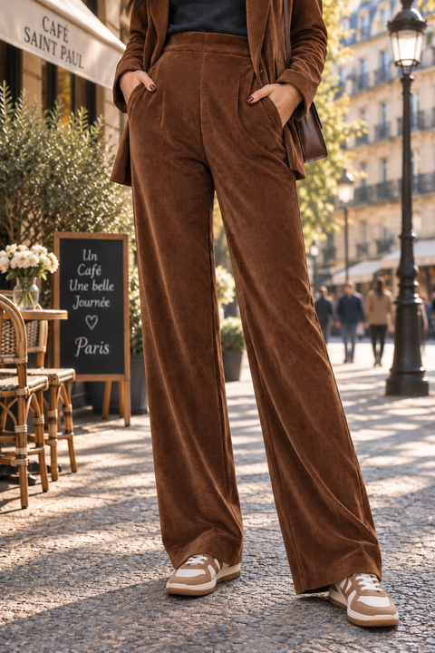 ANGE Chocolate Velvet Trousers