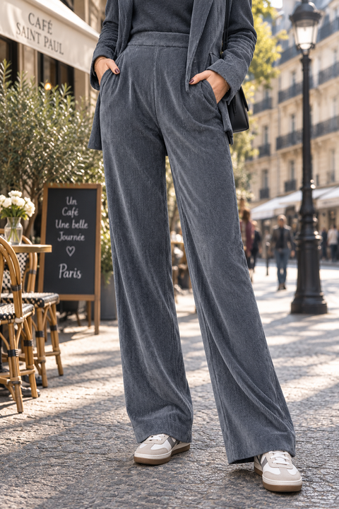 ANGE Mouse Grey Velvet Trousers