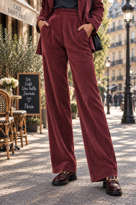 ANGE Plum Velvet Trousers