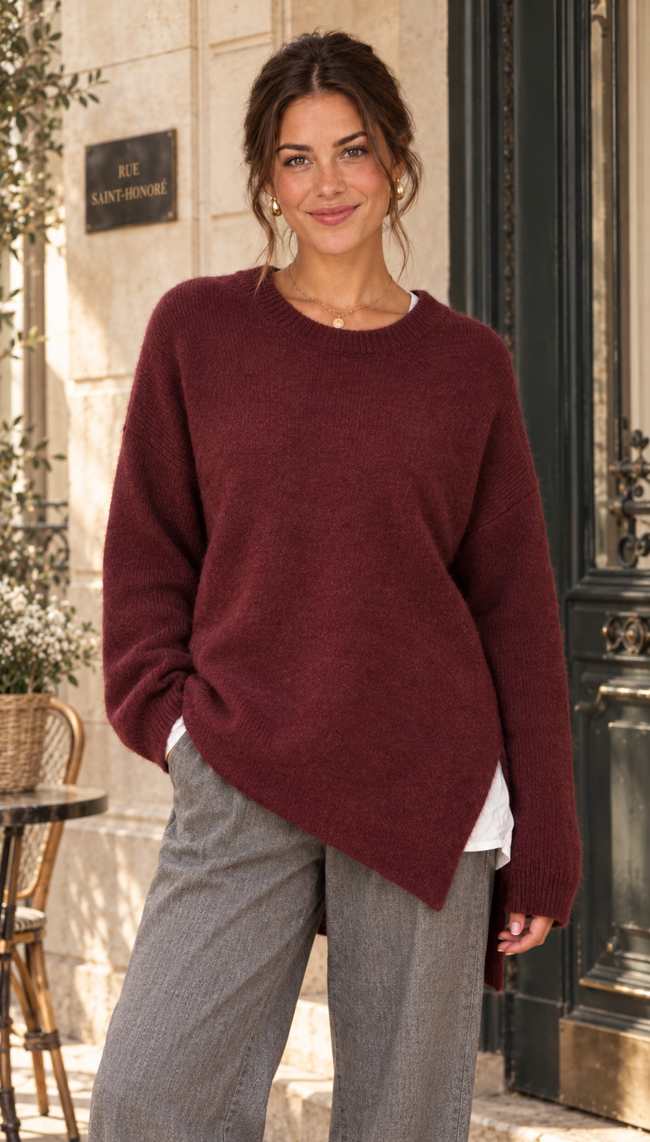 ALBA Sweater Bordeaux - Baby Alpaca & Virgin Wool