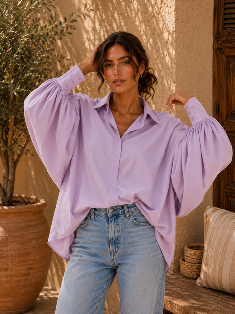 Chemise SATCHI parme - Voile de coton - HORTENCE