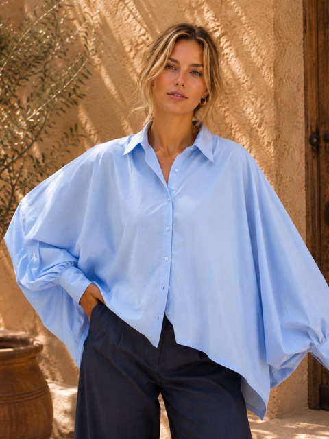 Chemise SATCHI bleu clair - Voile de coton - HORTENCE