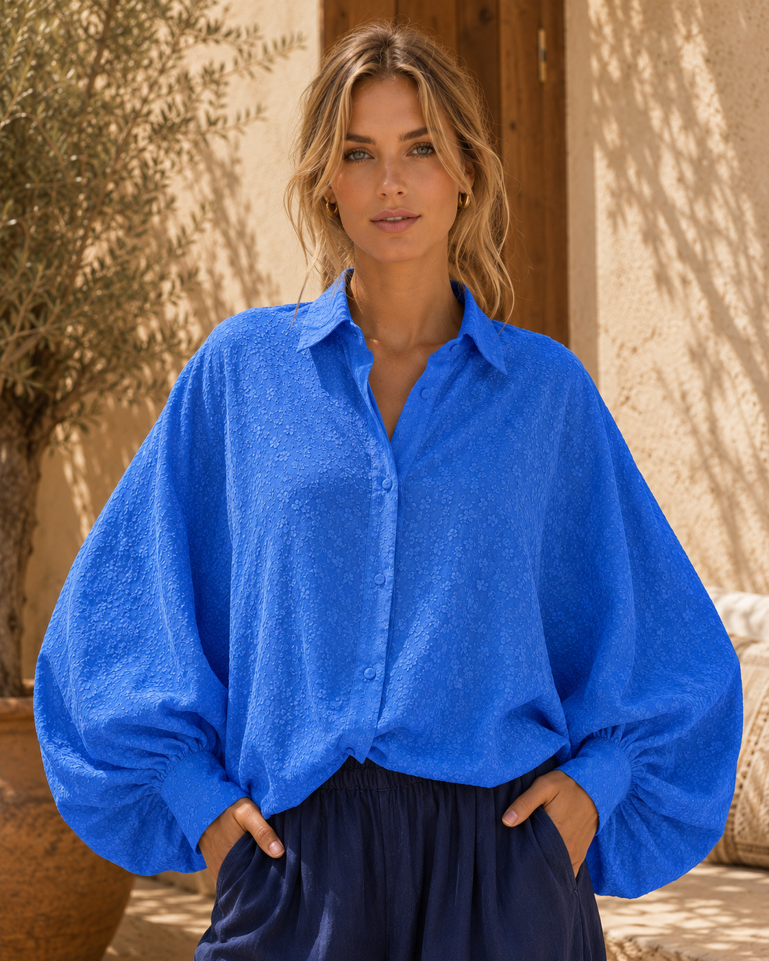 Chemise brodée SATCHI sea - Coton - HORTENCE