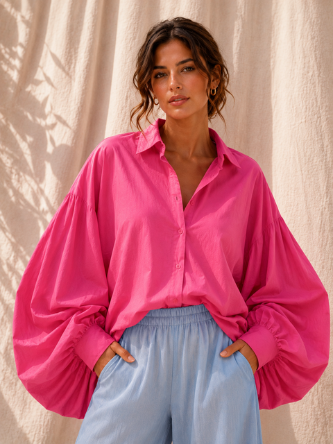Chemise SATCHI framboise - Coton - HORTENCE