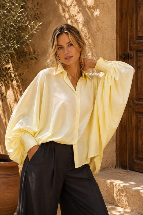 Chemise SATCHI jaune clair - Voile de coton - HORTENCE