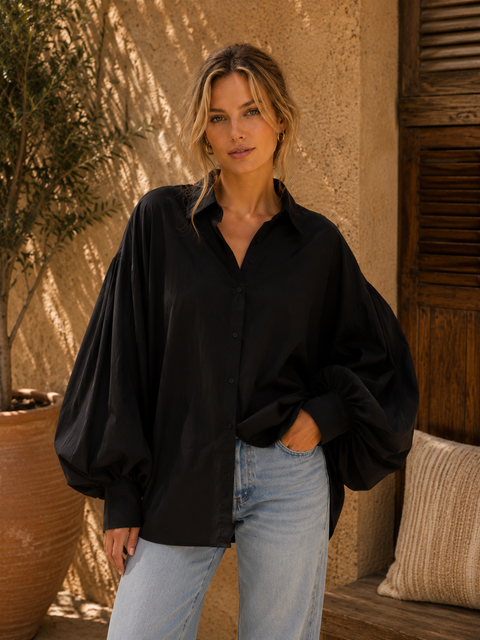 Chemise SATCHI noir - Voile de coton - HORTENCE