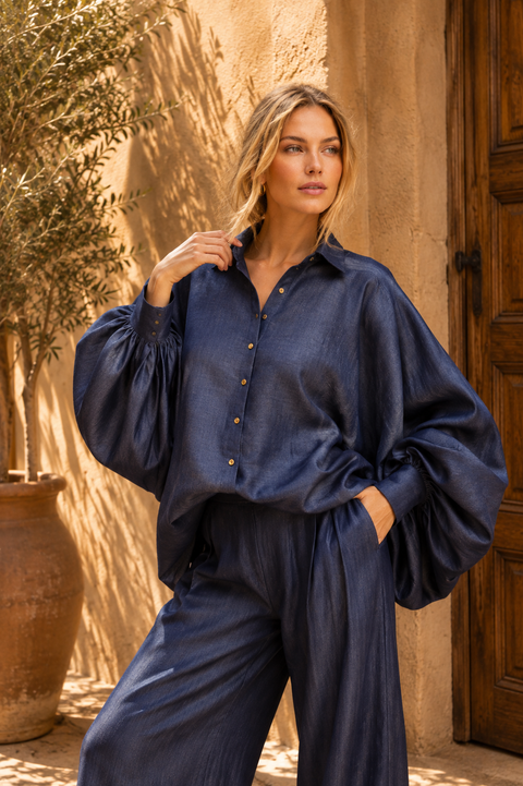 Chemise SATCHI bleu - Tencel - HORTENCE