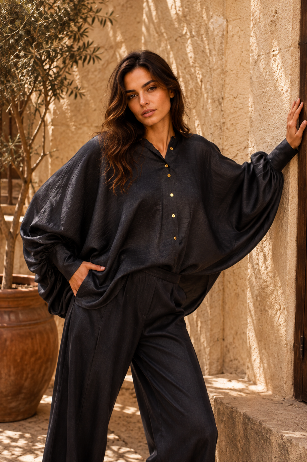 Chemise SATCHI gris - Tencel - HORTENCE