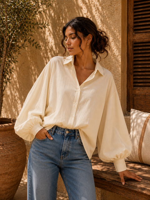 Chemise SATCHI vanille - Voile de coton - HORTENCE