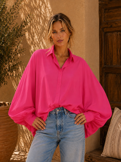 Chemise SATCHI rose en voile de coton - Hortence Paris