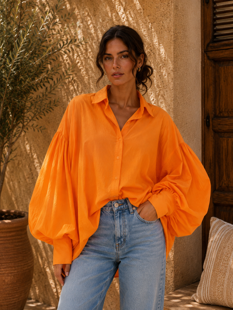 Chemise SATCHI orange - Voile de coton - HORTENCE