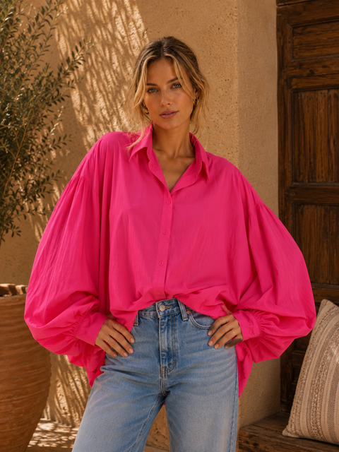 Chemise SATCHI rose - Voile de coton - HORTENCE