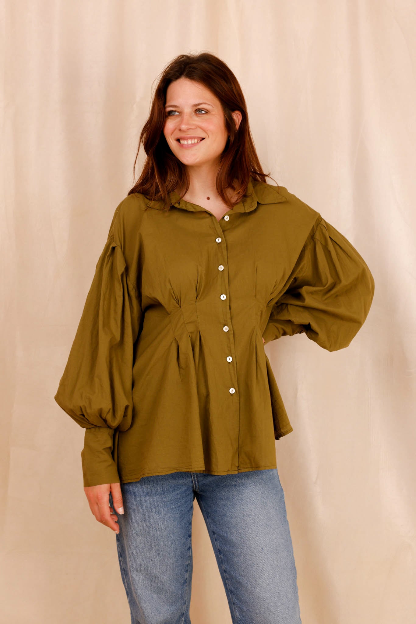 Chemise VAHINA - olive - 100% voile de coton