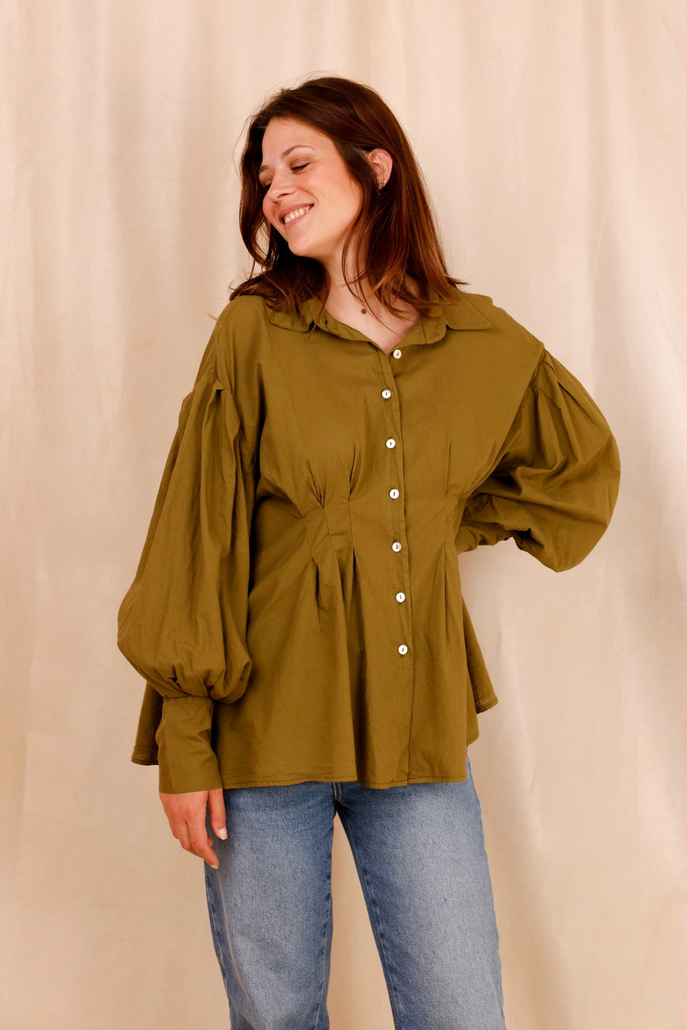 Chemise VAHINA - olive - 100% voile de coton